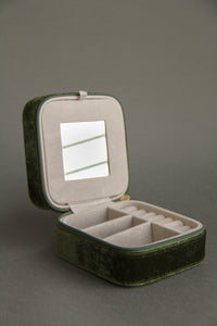 Green velvet jewelry box