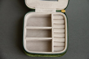 Green velvet jewelry box