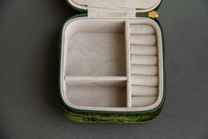 Green velvet jewelry box