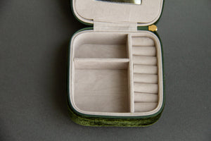 Green velvet jewelry box